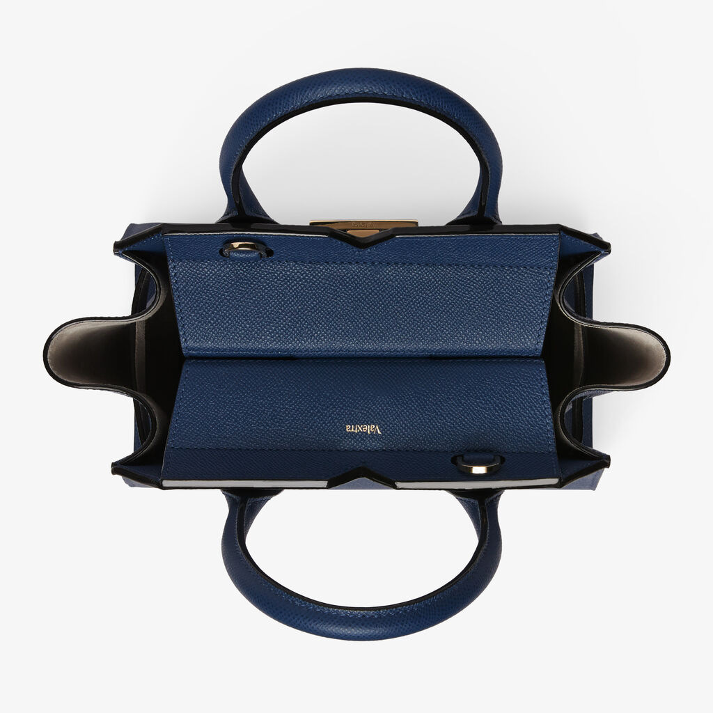 Milano Two Handles Mini Bag - Sapphire Blue - Vitello Millepunte Soft - Valextra - 8