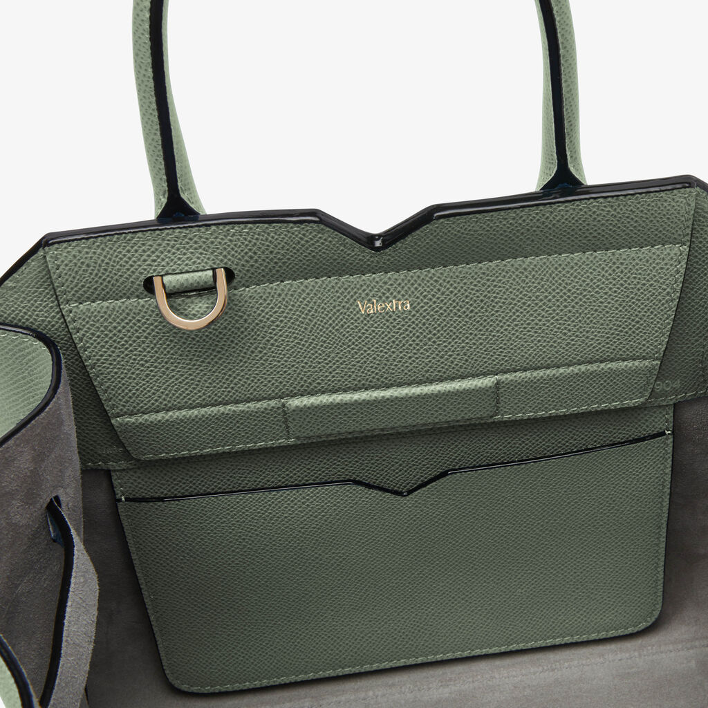 Milano Two Handles Mini Bag - Musk Green - Vitello Millepunte Soft - Valextra - 4