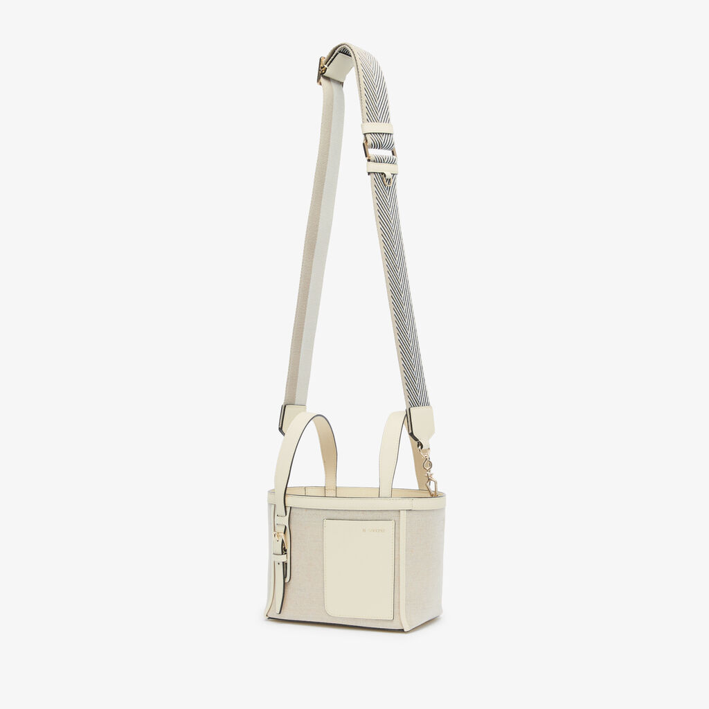 Soft Canvas Bucket Micro Bag - Sand/Pergamena White/Oyster Brown/Off White - Tessuto Canvas/VS - Valextra - 4