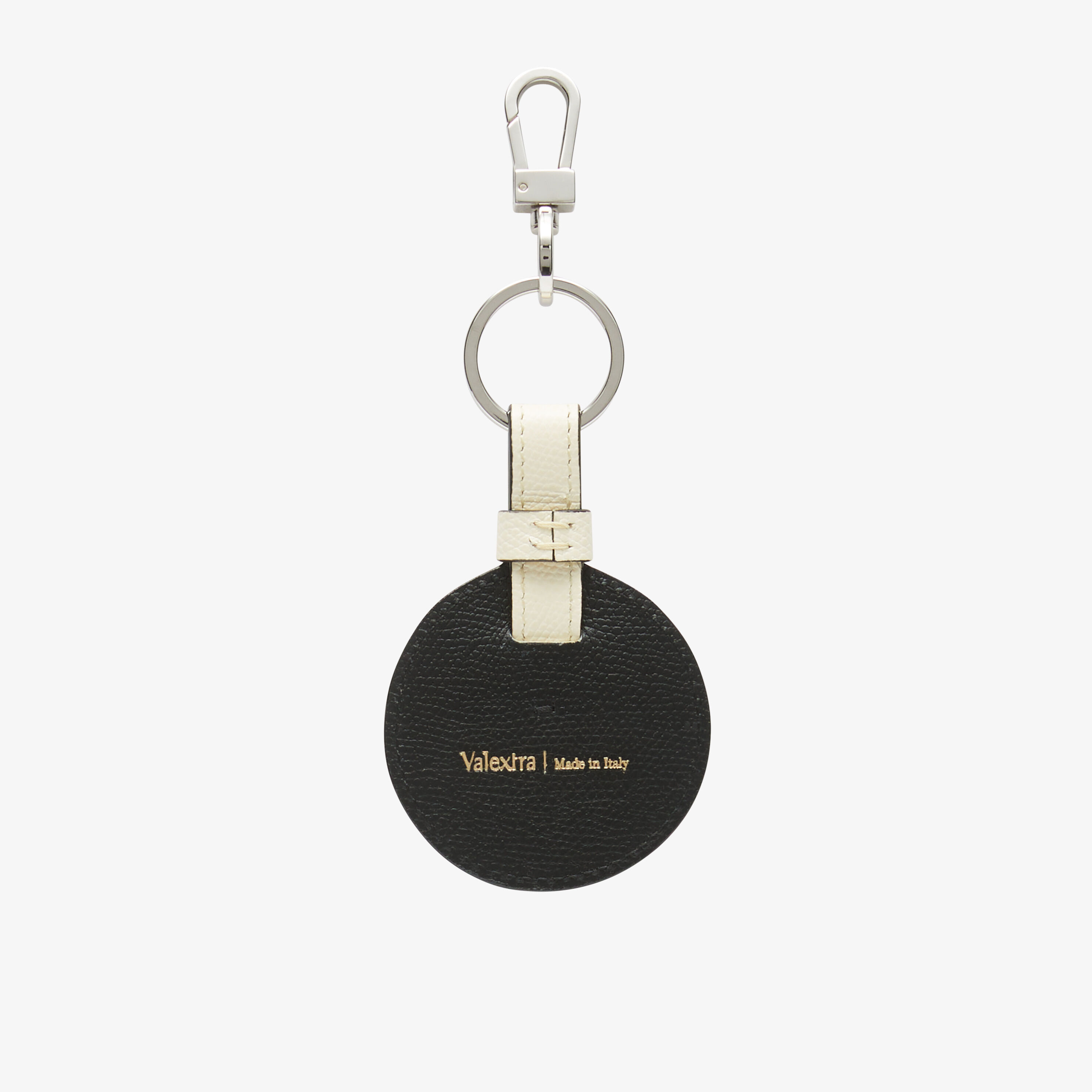 Circular Smile Intarsia Key Holder - Pergamena White/Black