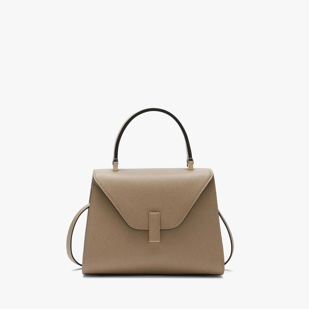 Oyster Brown Leather Mini top handle bag | Valextra Iside