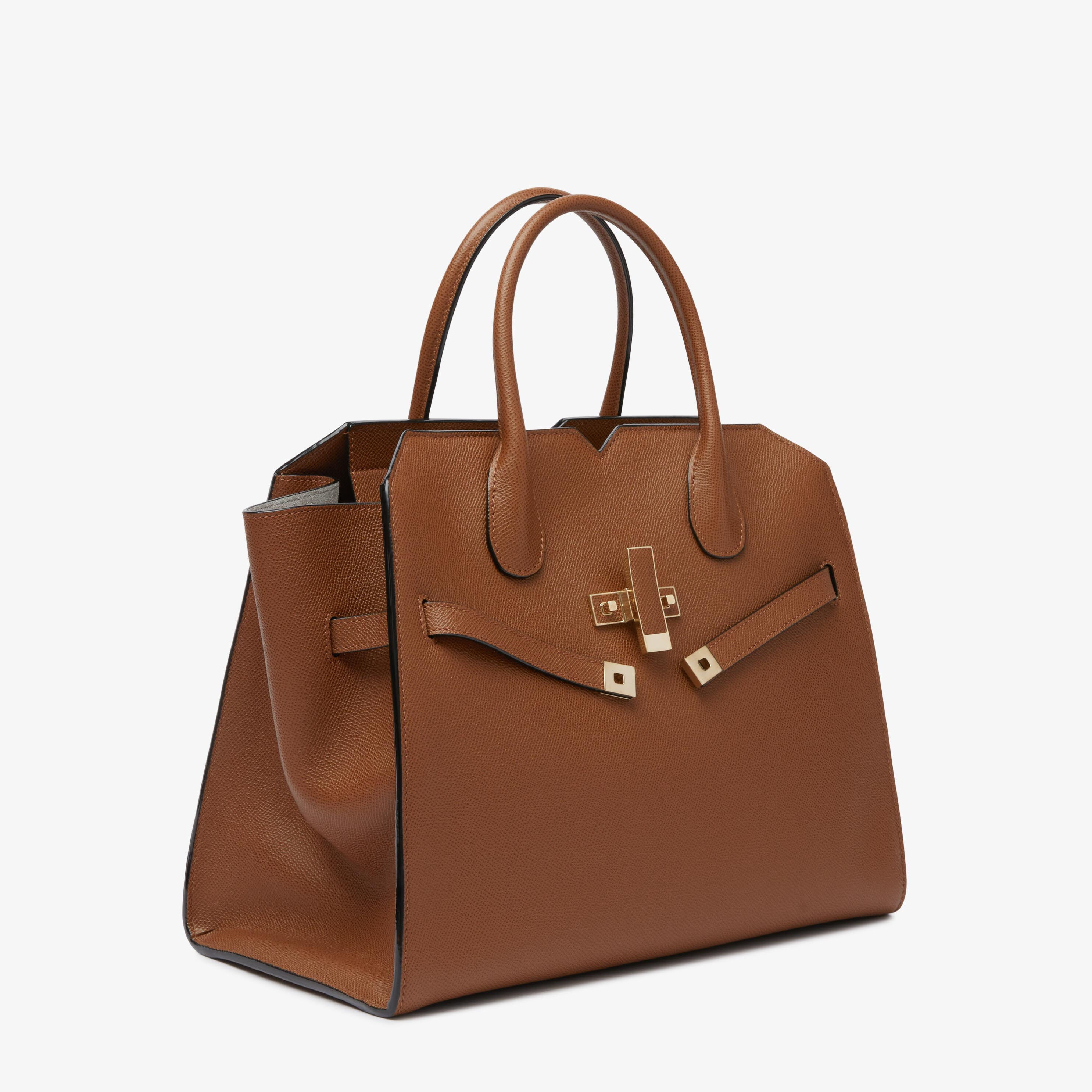 Women's Brown structured Two Handles Medium Bag | Valextra