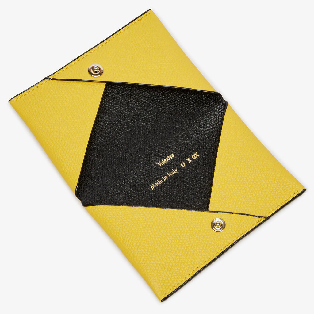 Card Case with Button - Yellow/Black - Vitello VS - Valextra - 2