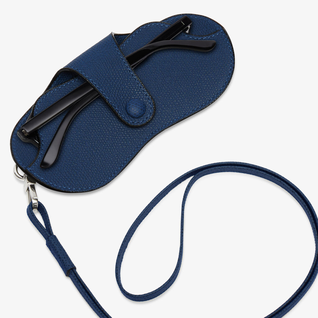 Glasses Case with Lanyard - Sapphire Blue - Vitello VS - Valextra - 2