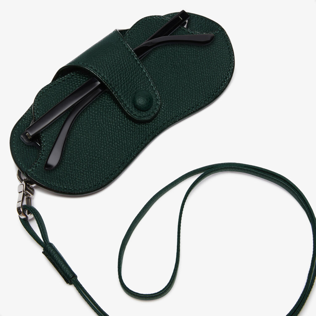 Glasses Case With Lanyard - Valextra Green - Vitello VS - Valextra - 2