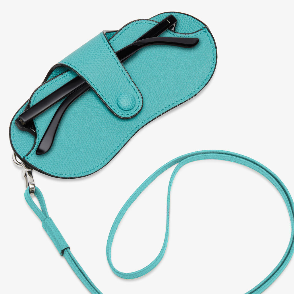 Glasses Case with Lanyard - Ocean Blue - Vitello VS - Valextra - 2