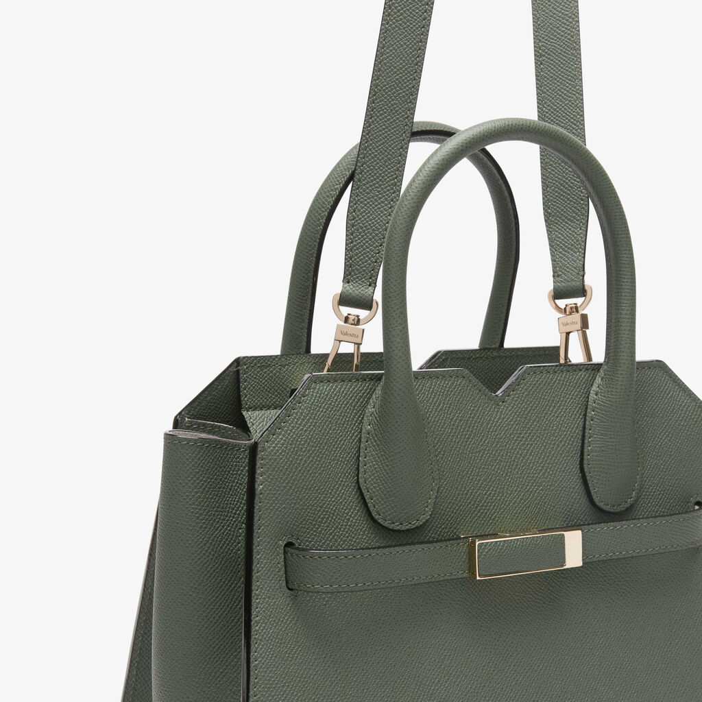 Milano Two Handles Mini Bag - Musk Green - Vitello Millepunte Soft - Valextra - 6