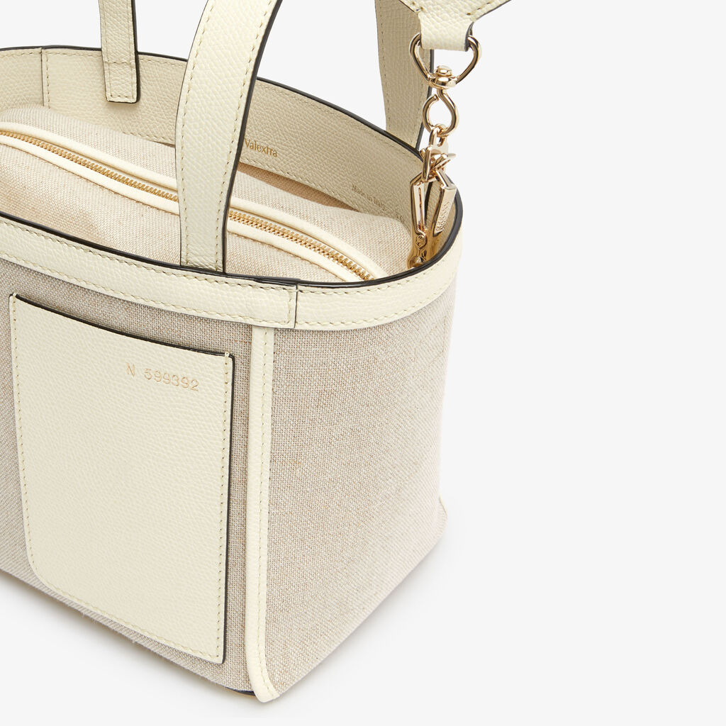 Soft Canvas Bucket Micro Bag - Sand/Pergamena White/Oyster Brown/Off White - Tessuto Canvas/VS - Valextra - 2