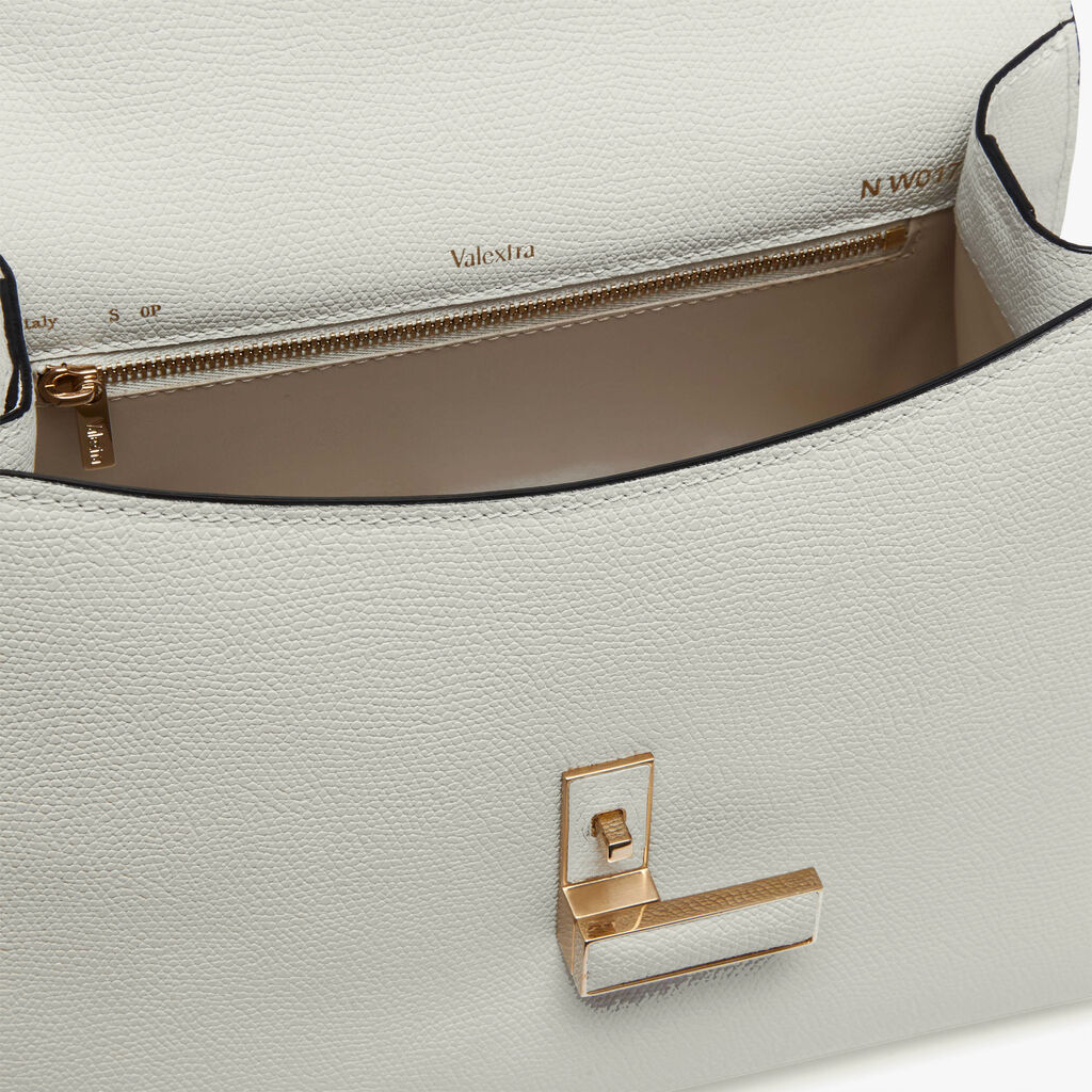 White Leather Medium spacious handle bag | Valextra Iside
