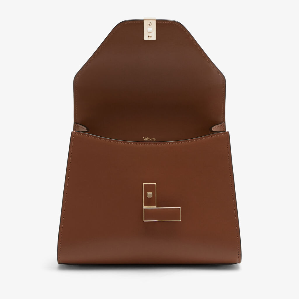Iside Palmellato Top Handle Mini Bag - Chocoloate Brown - Vitello Palmellato - Valextra - 7