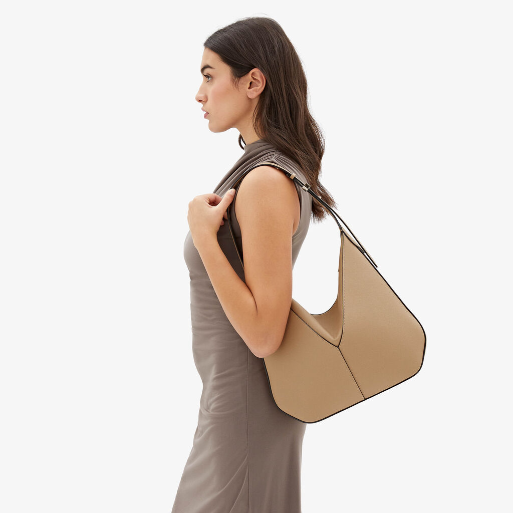 ViVi Hobo Bag - Cachemire Beige - Vitello Millepunte Soft - Valextra - 3