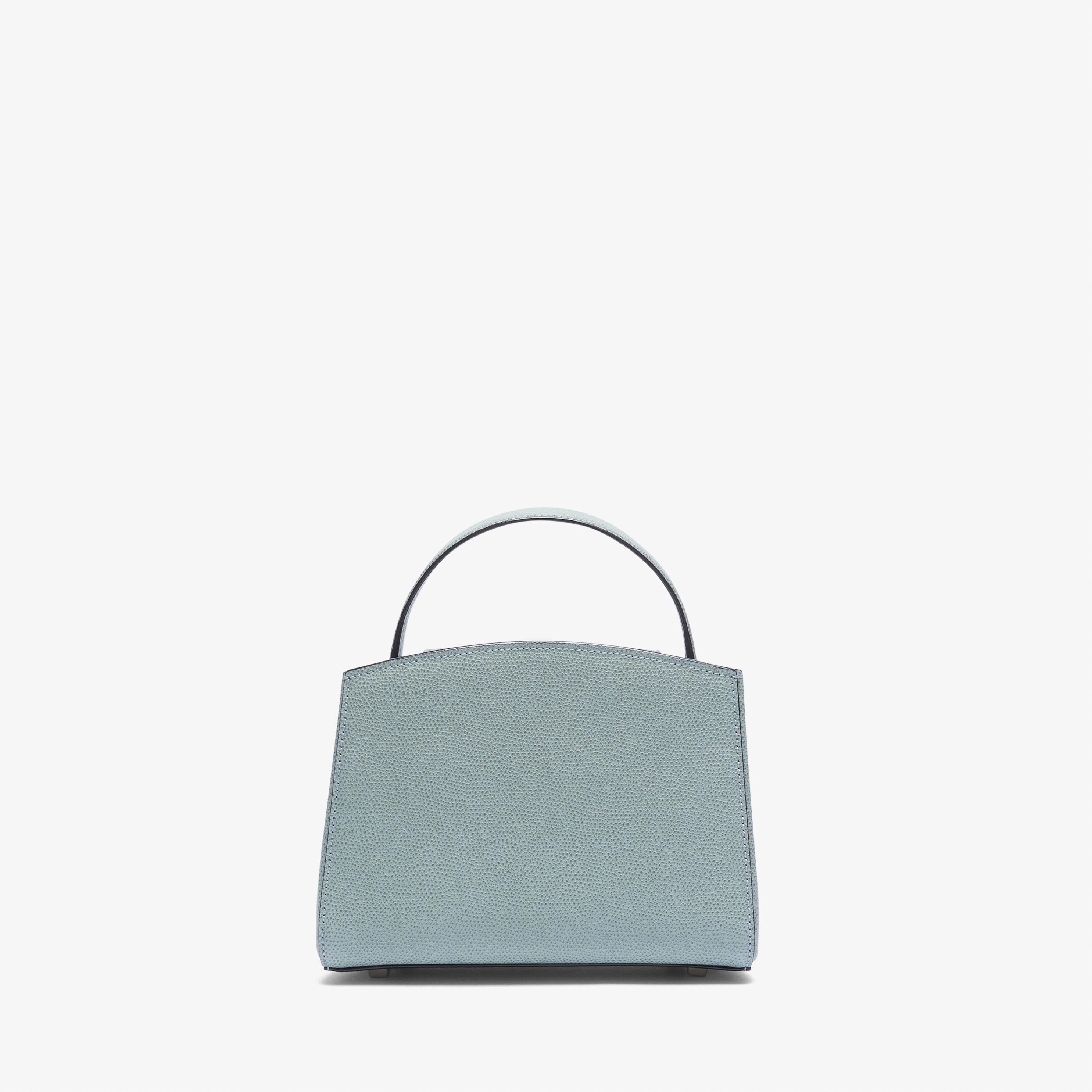 Blue Leather Micro top handle bag | Valextra Brera