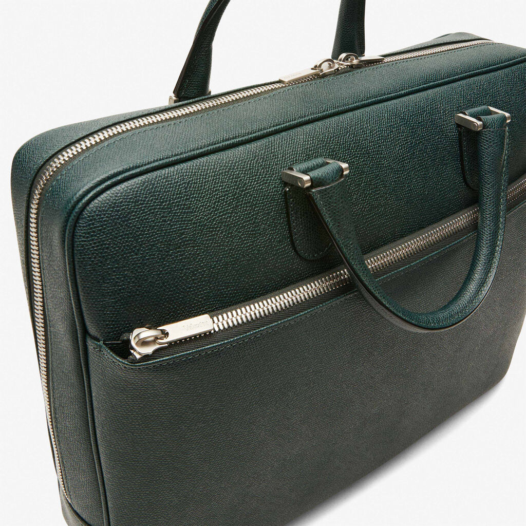 Avietta Briefcase with Zip 24h - Valextra Green - Vitello VS - Valextra - 3