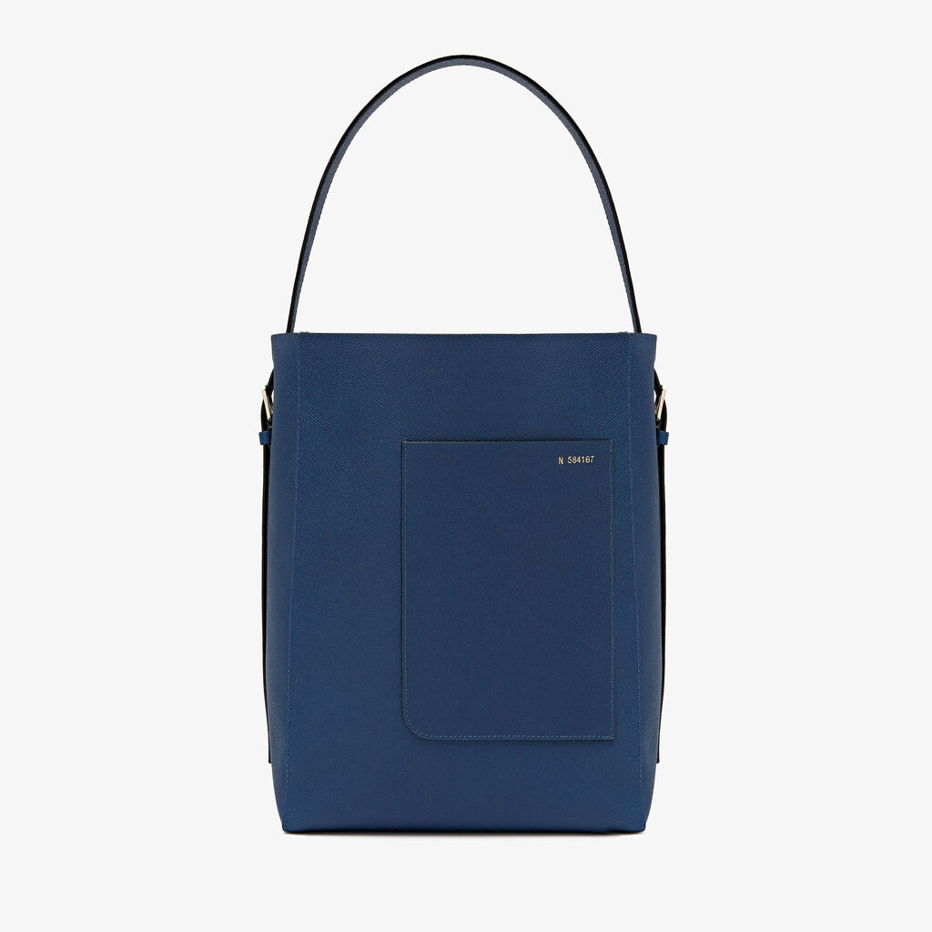 Soft Bucket Medium Bag - Sapphire Blue - Vitello VS - Valextra - 1