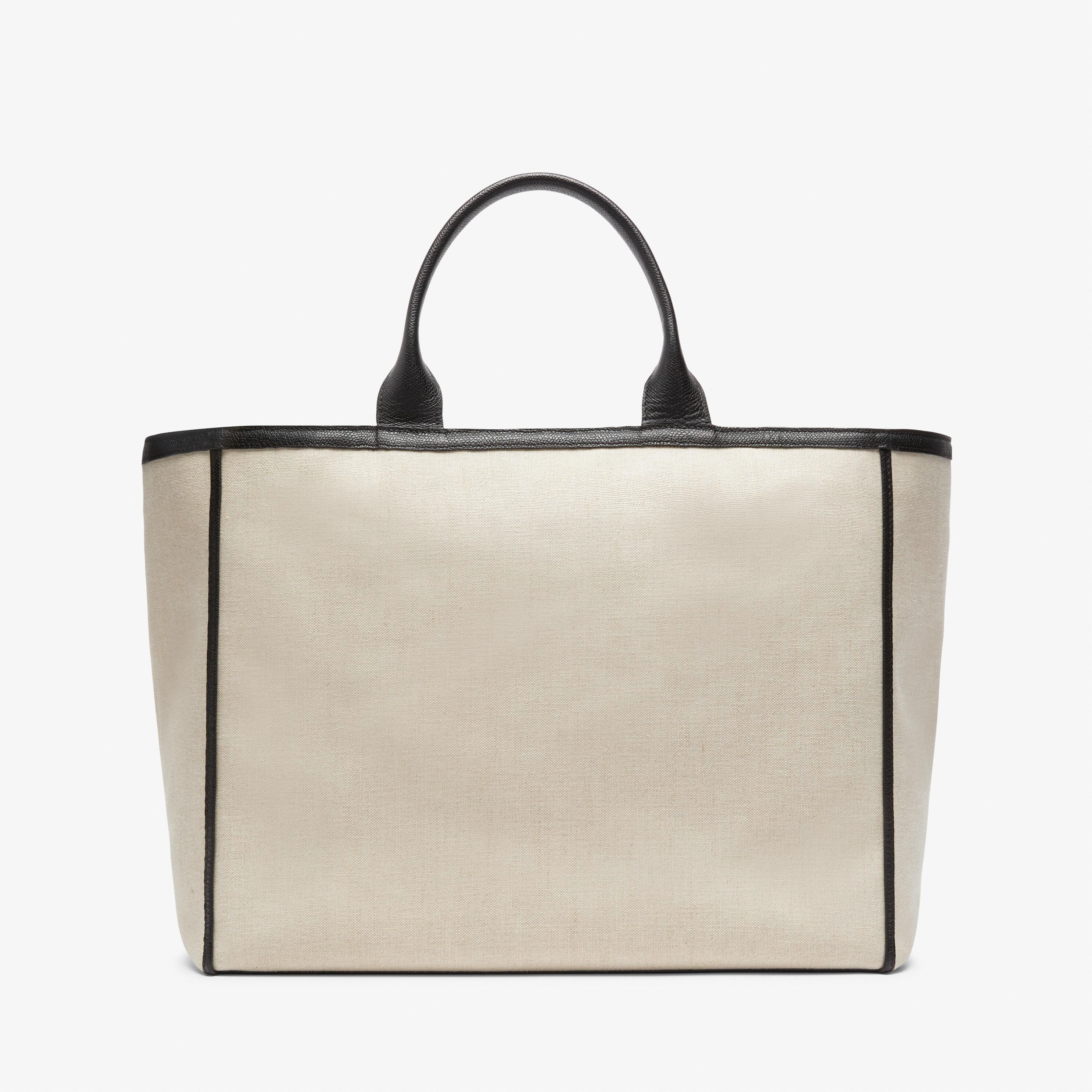 Shopping Large Bag Canvas - Sand Brown/Black