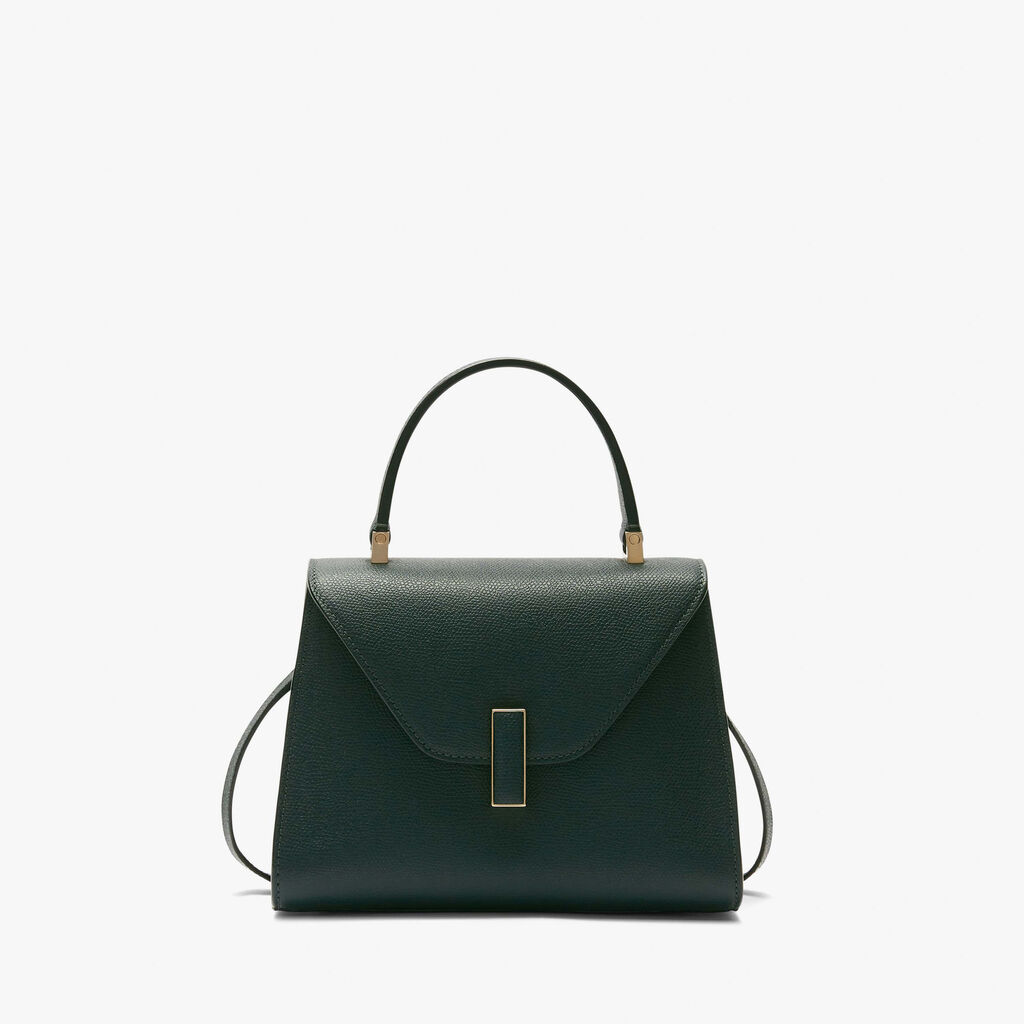 Green Leather compact top handle bag | Valextra Iside