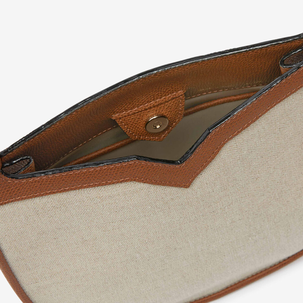 Borsa Hobo Weekend Canvas Mini - Sabbia/Marrone Cioccolato/Marrone Camel/Beige Cachemire - Tessuto Canvas/VS - Valextra - 3