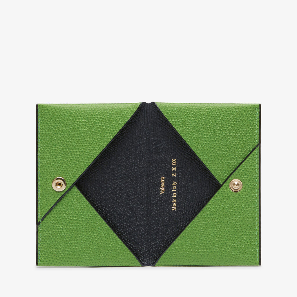 Card Case with Button - Grass Green/Black - Vitello VS - Valextra - 4