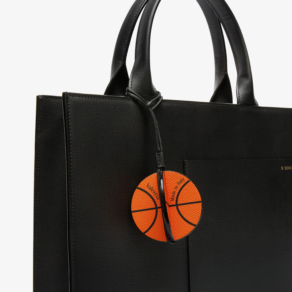 Charm Palla da Basket - Arancio/Nero - Vitello VS - Valextra - 2