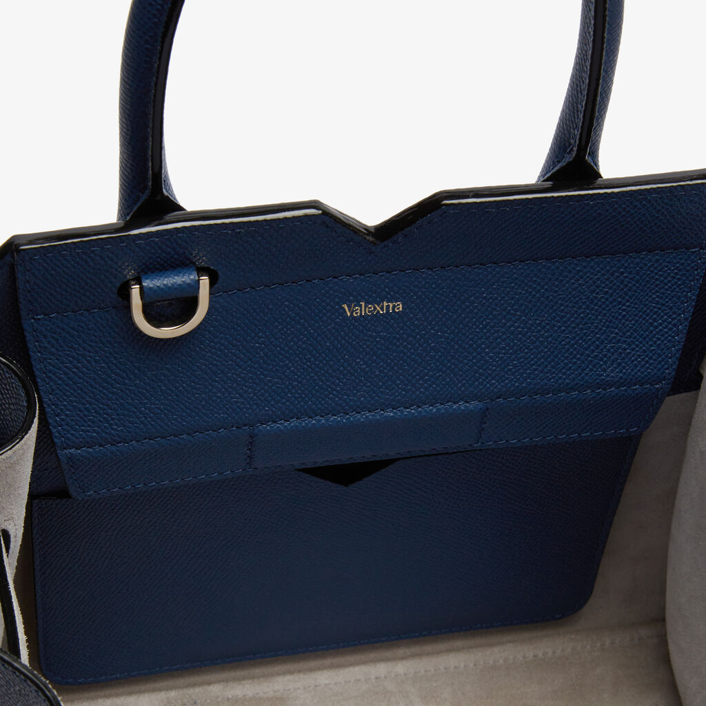 Milano Two Handles Mini Bag - Sapphire Blue - Vitello Millepunte Soft - Valextra - 3