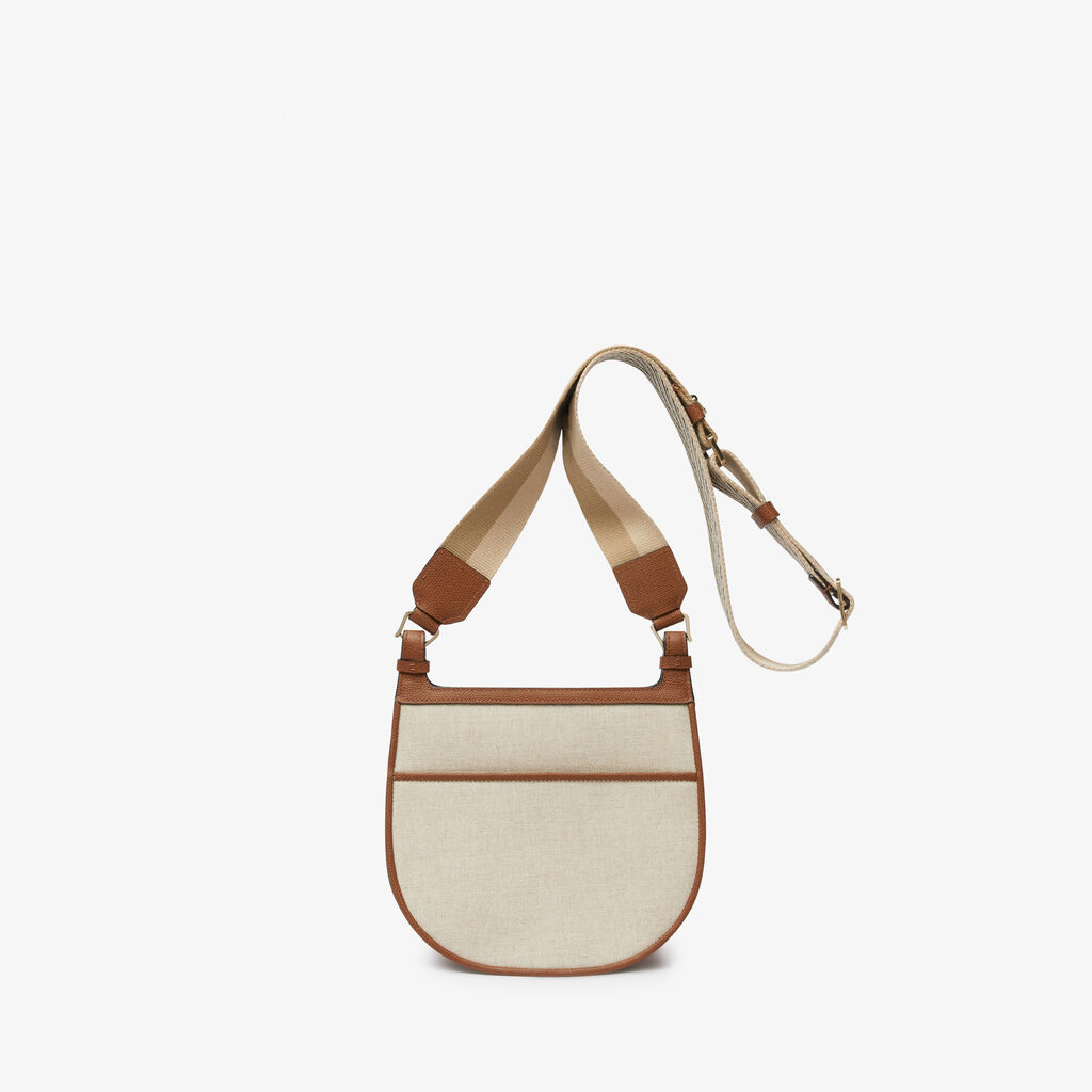 Borsa Hobo Weekend Canvas Mini - Sabbia/Marrone Cioccolato/Marrone Camel/Beige Cachemire - Tessuto Canvas/VS - Valextra - 6