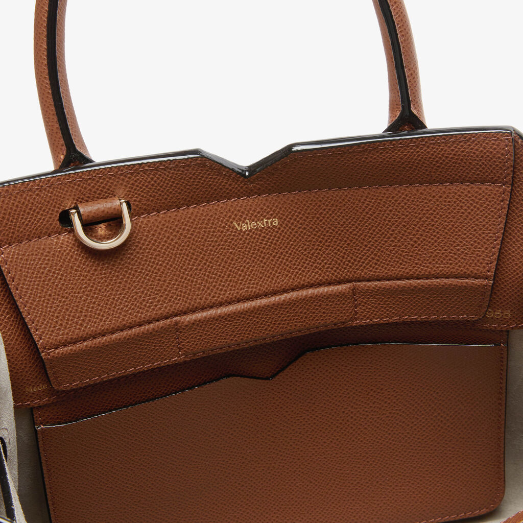 Milano Two Handles Mini Bag - Chocolate Brown - Vitello Millepunte Soft - Valextra - 2