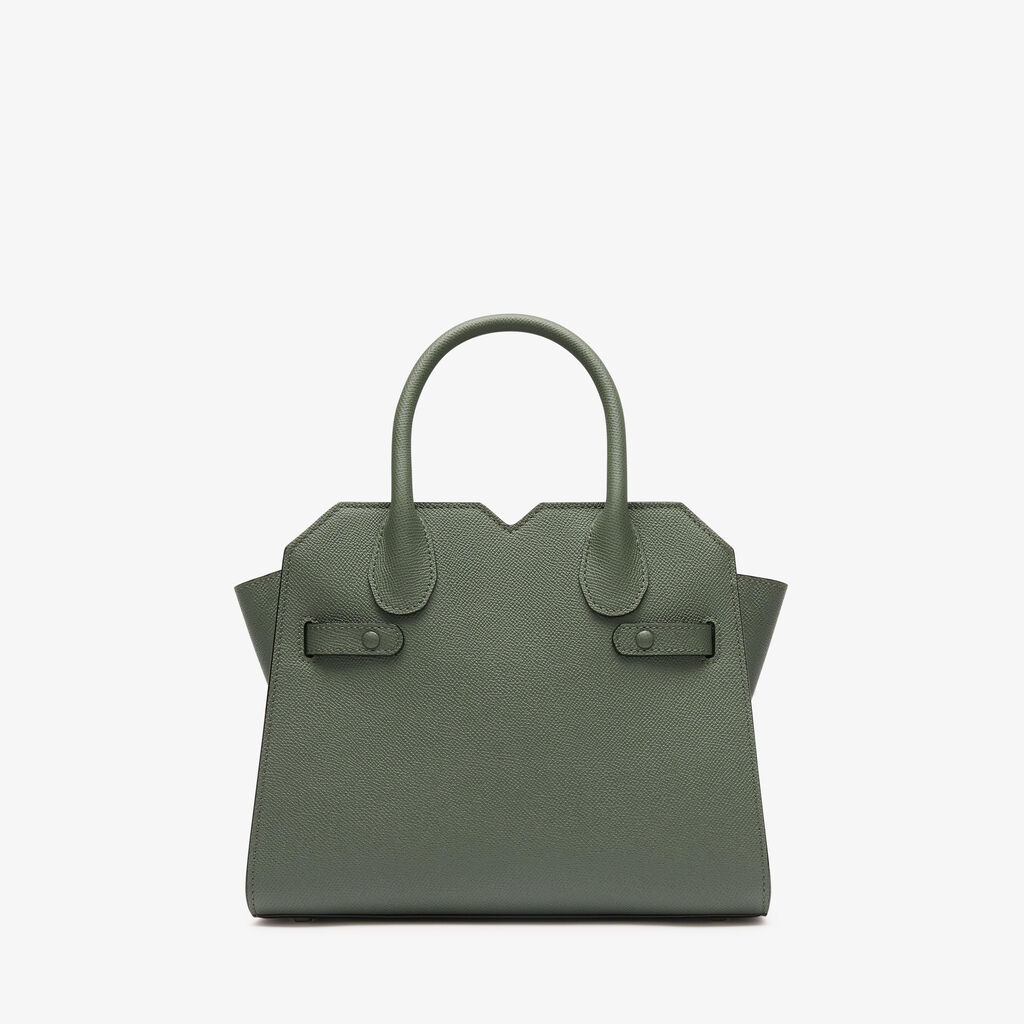 Milano Two Handles Mini Bag - Musk Green - Vitello Millepunte Soft - Valextra - 8