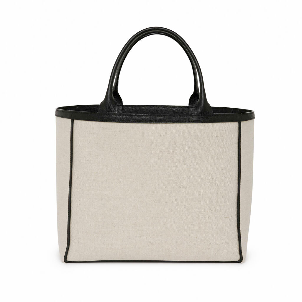 Shopping Medium Bag Canvas - Sand Brown/Black - Tessuto Canvas/VS - Valextra - 3