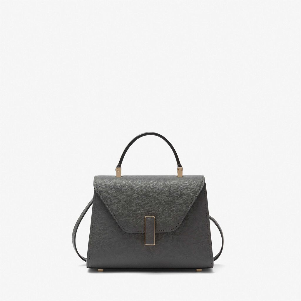 Gray Leather Micro top elegant handle bag | Valextra Iside