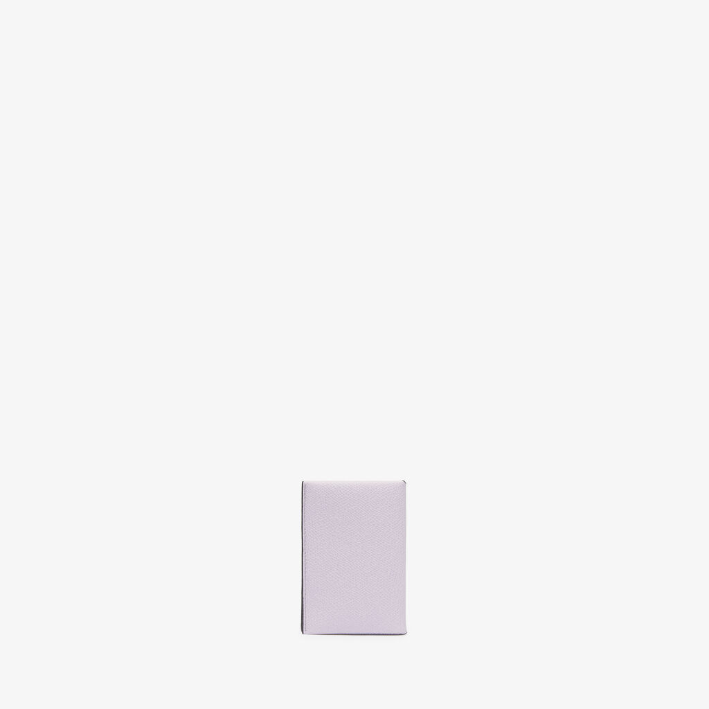 Card Case with Button - Wisteria Pink/Black - Vitello VS - Valextra - 3