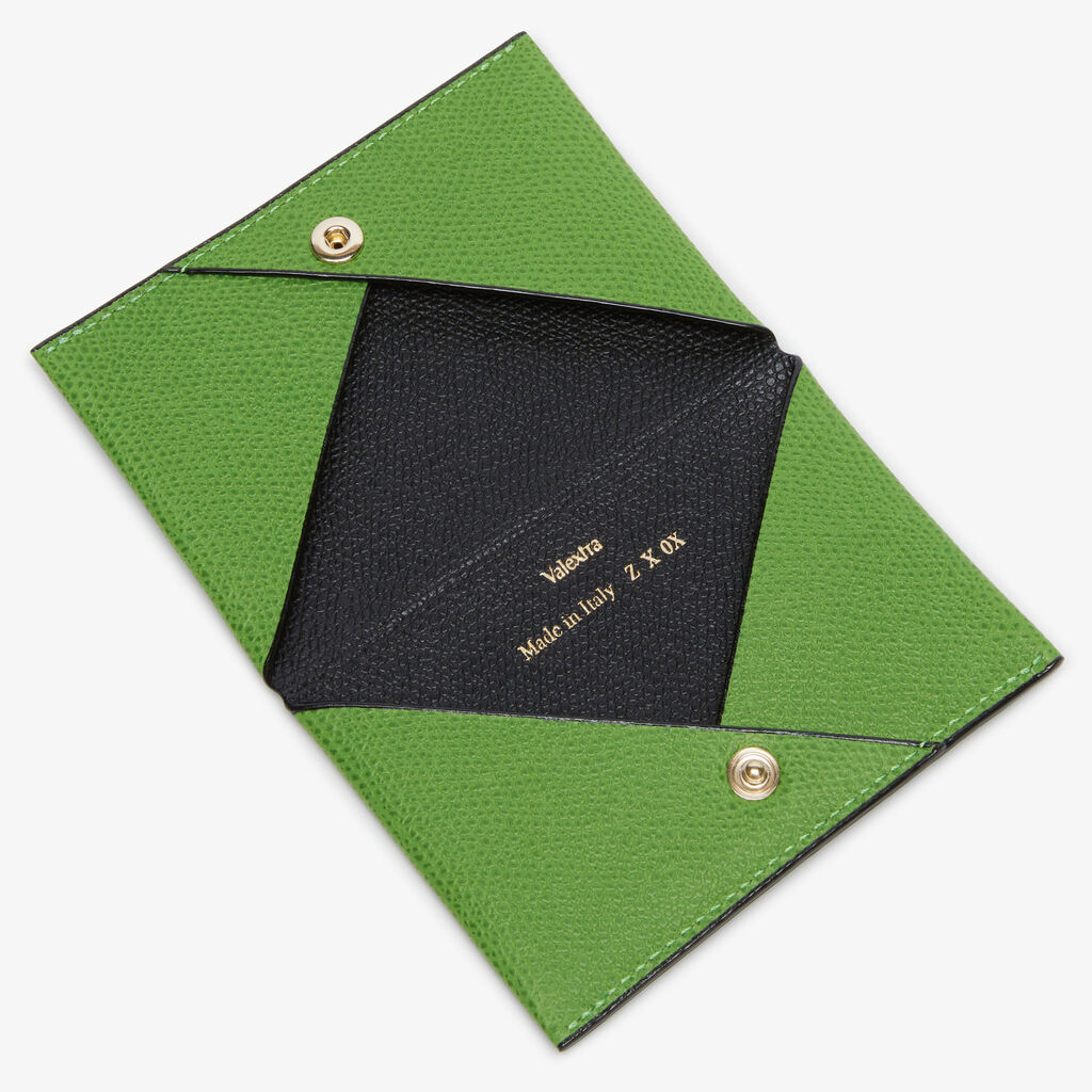 Card Case with Button - Grass Green/Black - Vitello VS - Valextra - 2