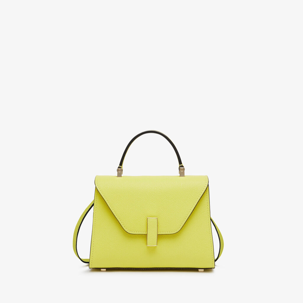 Women's Yellow Luxury Leather Crossbody Micro Bag | Valextra Iside