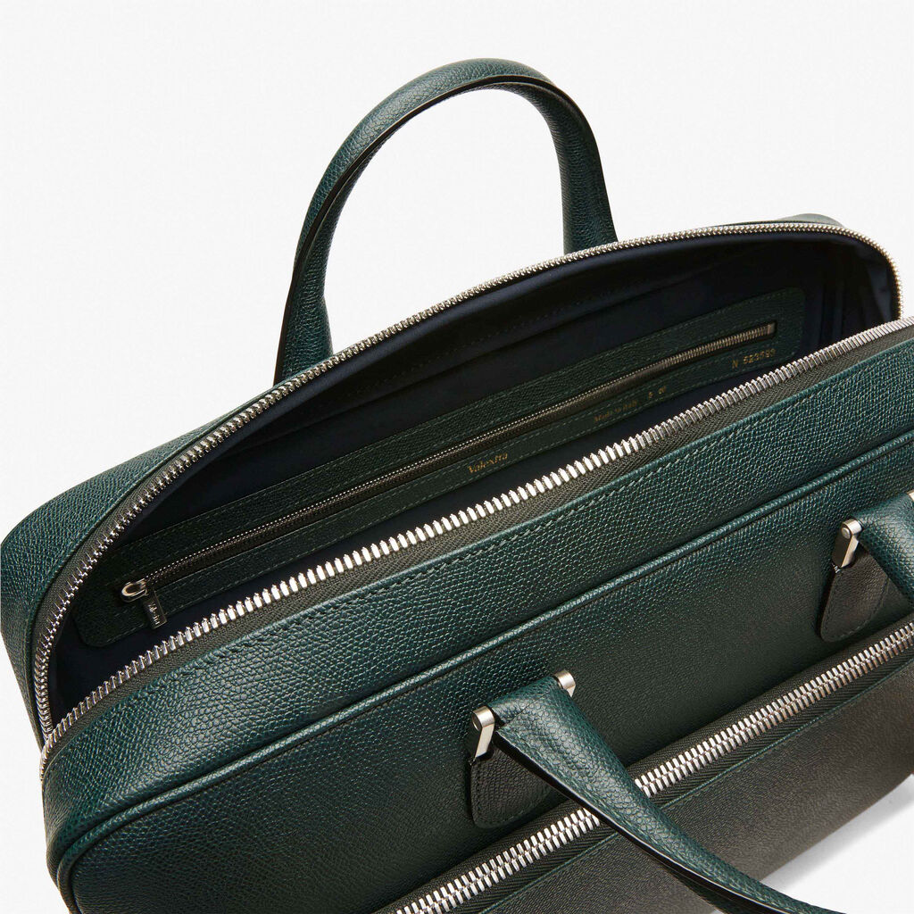 Avietta Briefcase with Zip 24h - Valextra Green - Vitello VS - Valextra - 2