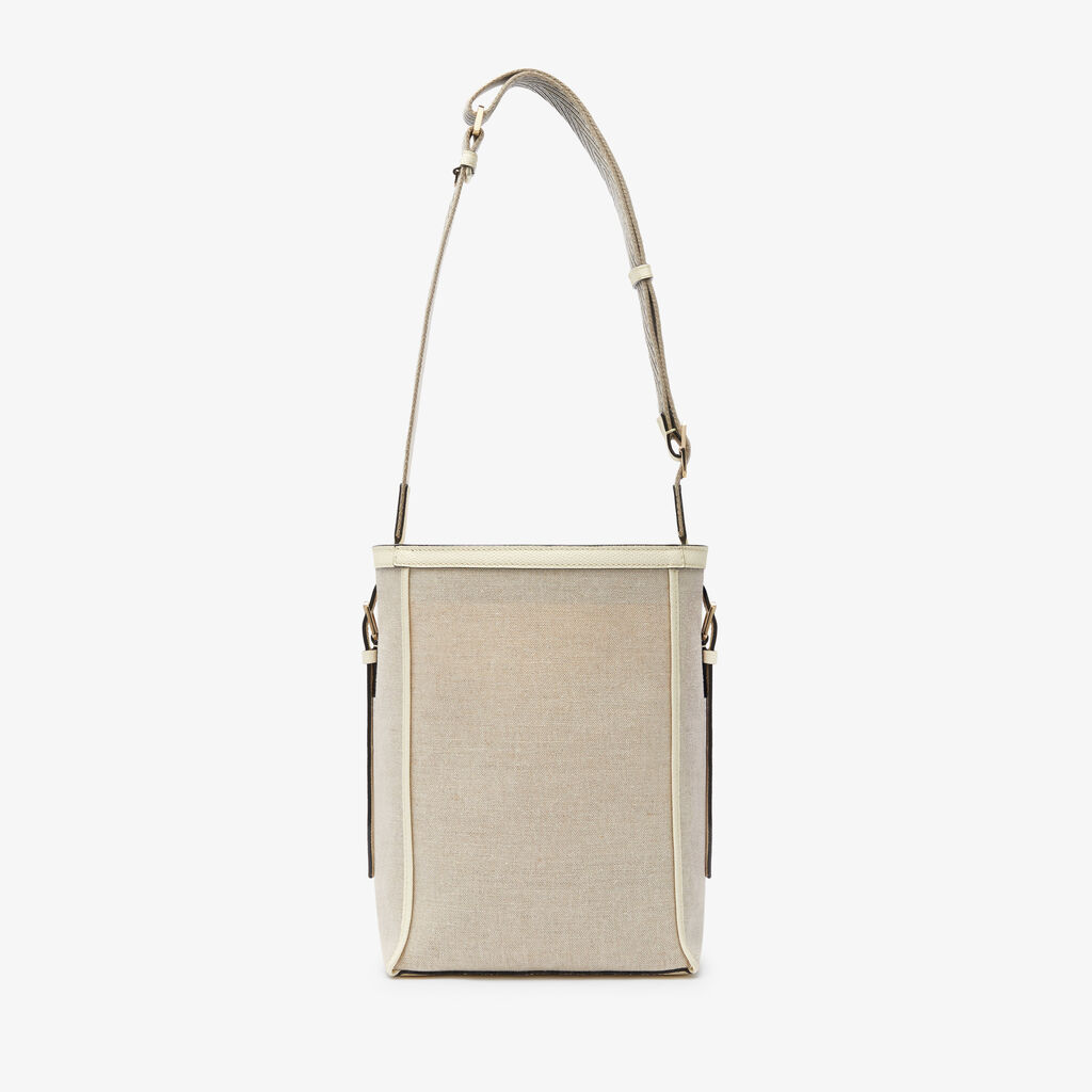 Soft Canvas Bucket Mini Bag - Sand/Pergamena White/Oyster Brown/Off White - Tessuto Canvas/VS - Valextra - 6