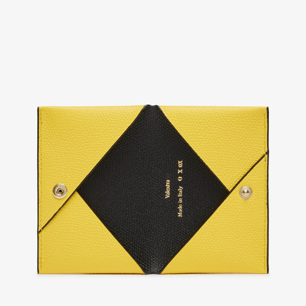 Card Case with Button - Yellow/Black - Vitello VS - Valextra - 4