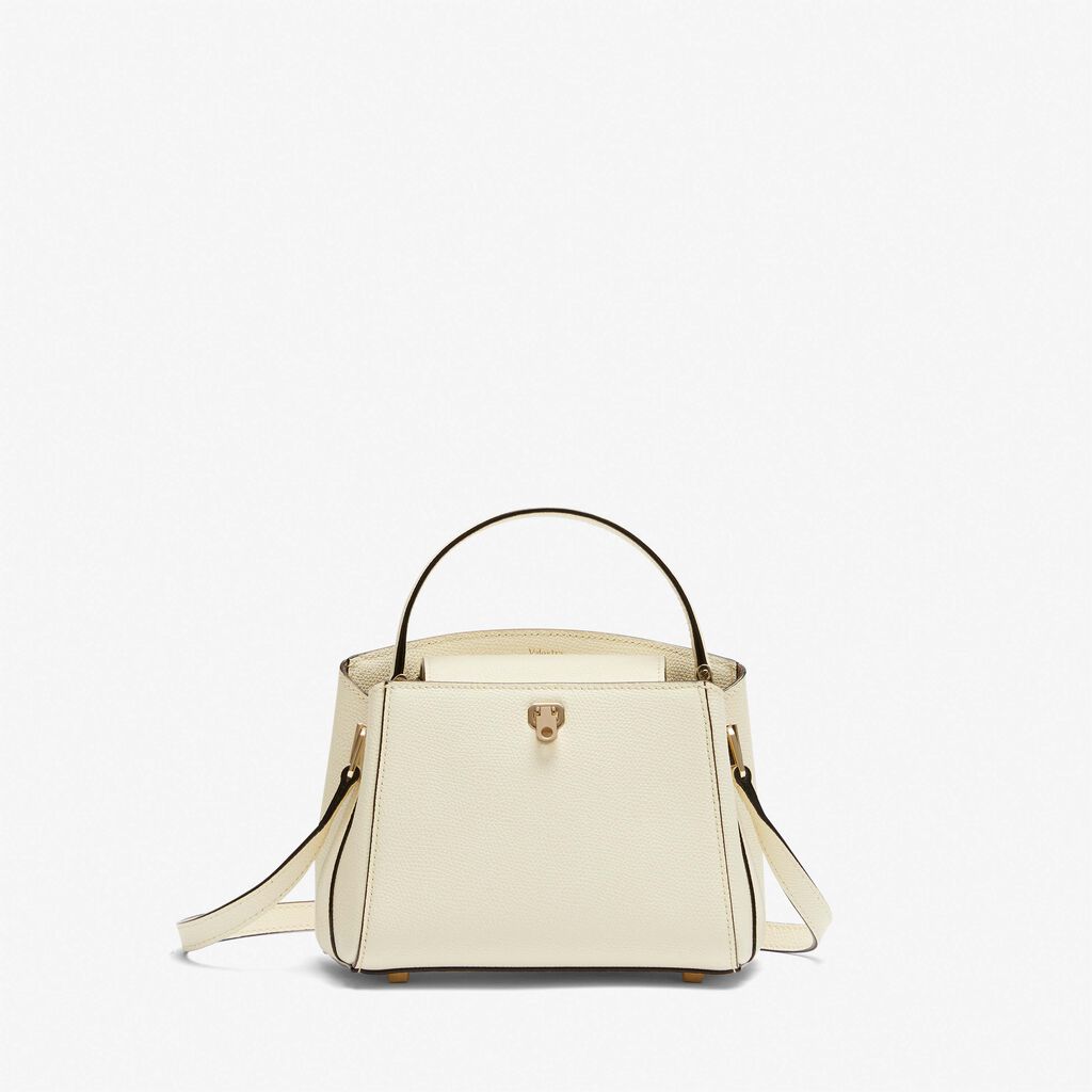 White Leather Micro top handle bag | Valextra Brera
