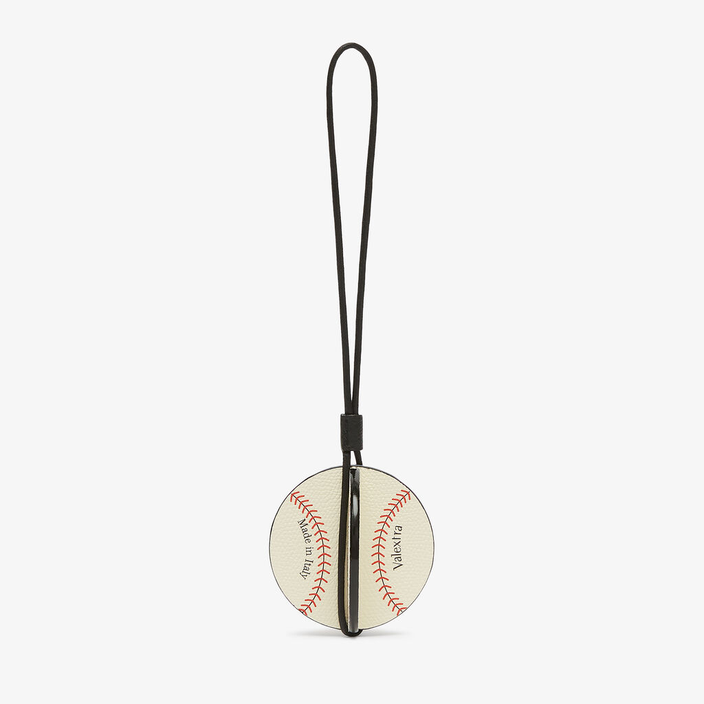 Charm Pallina da Baseball - Bianco Pergamena/Rosso/Nero - Vitello VS - Valextra - 1