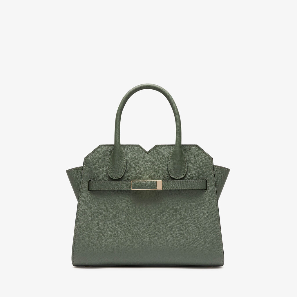 Milano Two Handles Mini Bag - Musk Green - Vitello Millepunte Soft - Valextra - 1