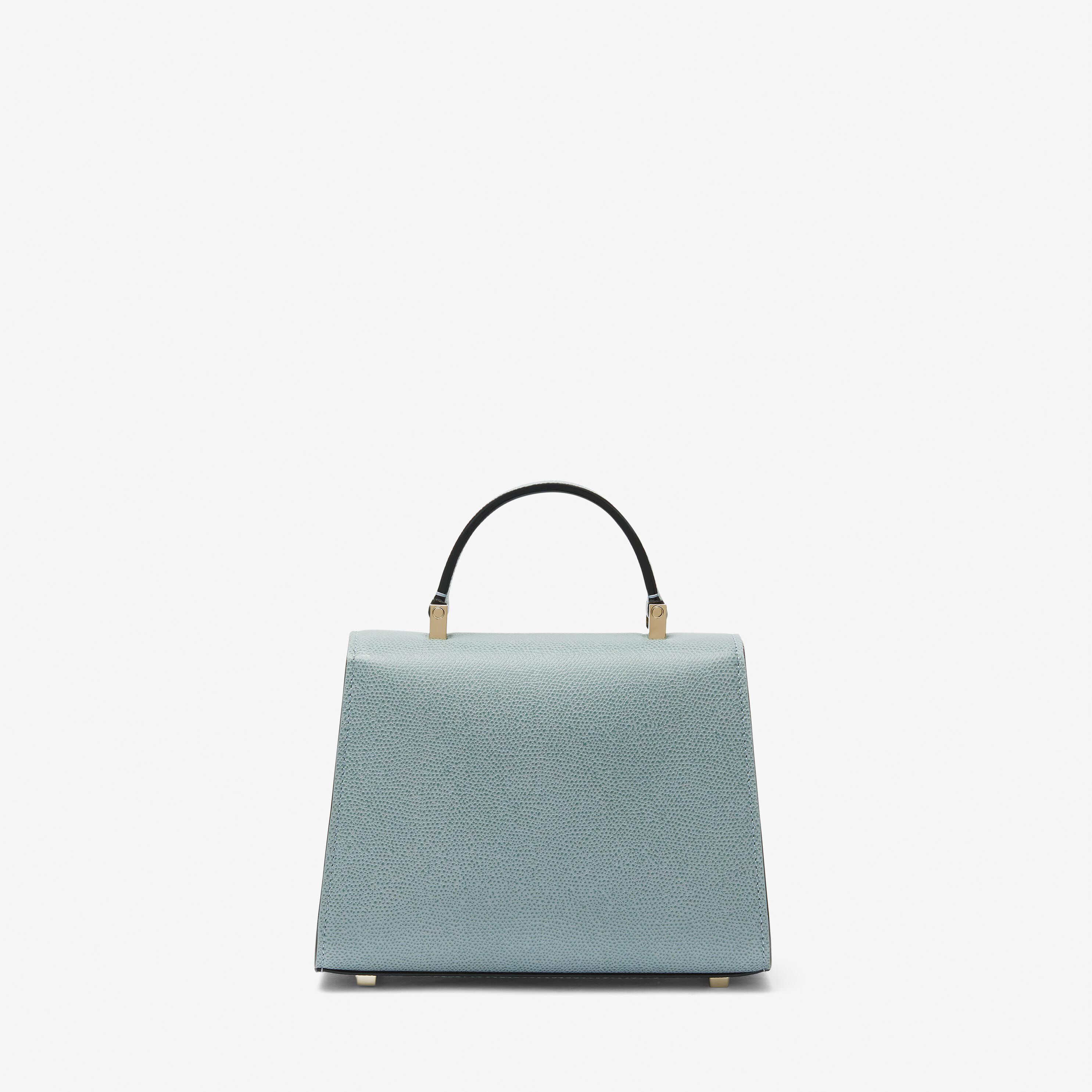 Blue Leather Micro top handle bag | Valextra Iside