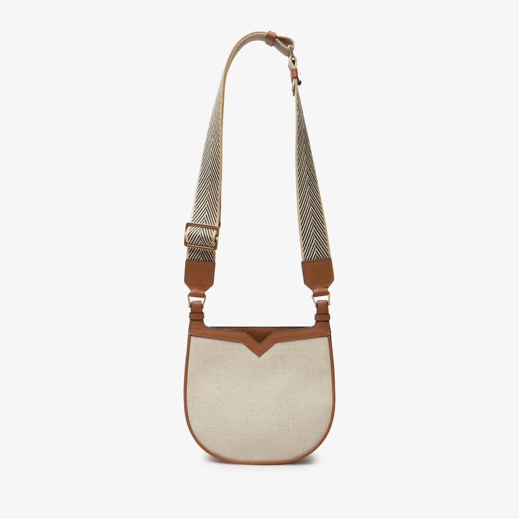 Borsa Hobo Weekend Canvas Mini - Sabbia/Marrone Cioccolato/Marrone Camel/Beige Cachemire - Tessuto Canvas/VS - Valextra - 1