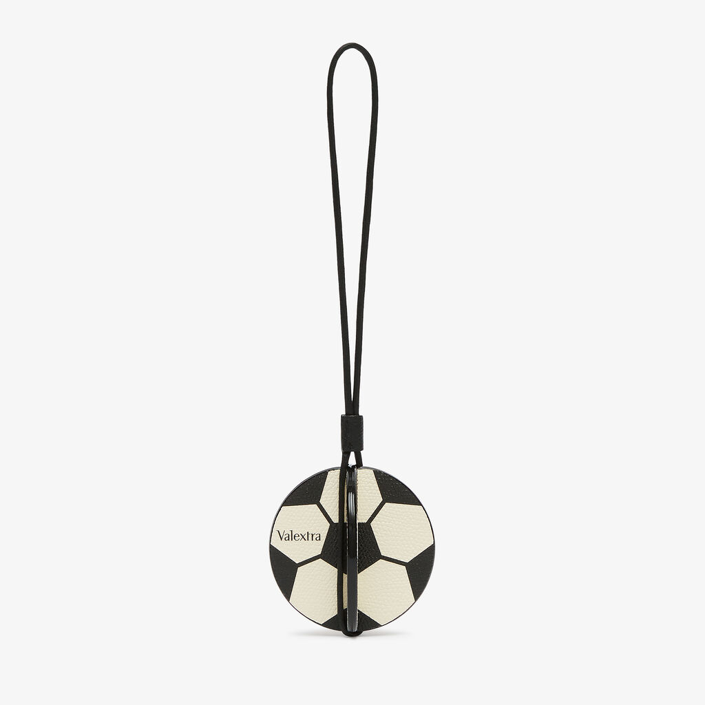 Soccer ball Charm - Pergamena White/Black - Vitello VS - Valextra - 1