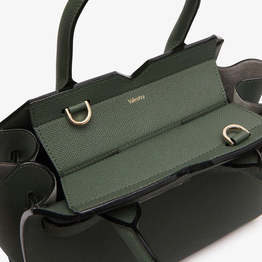 Milano Two Handles Mini Bag - Musk Green - Vitello Millepunte Soft - Valextra - 5