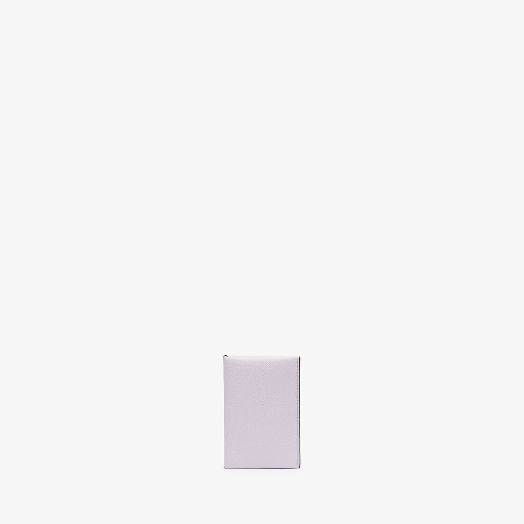 Card Case with Button - Wisteria Pink/Black - Vitello VS - Valextra - 1