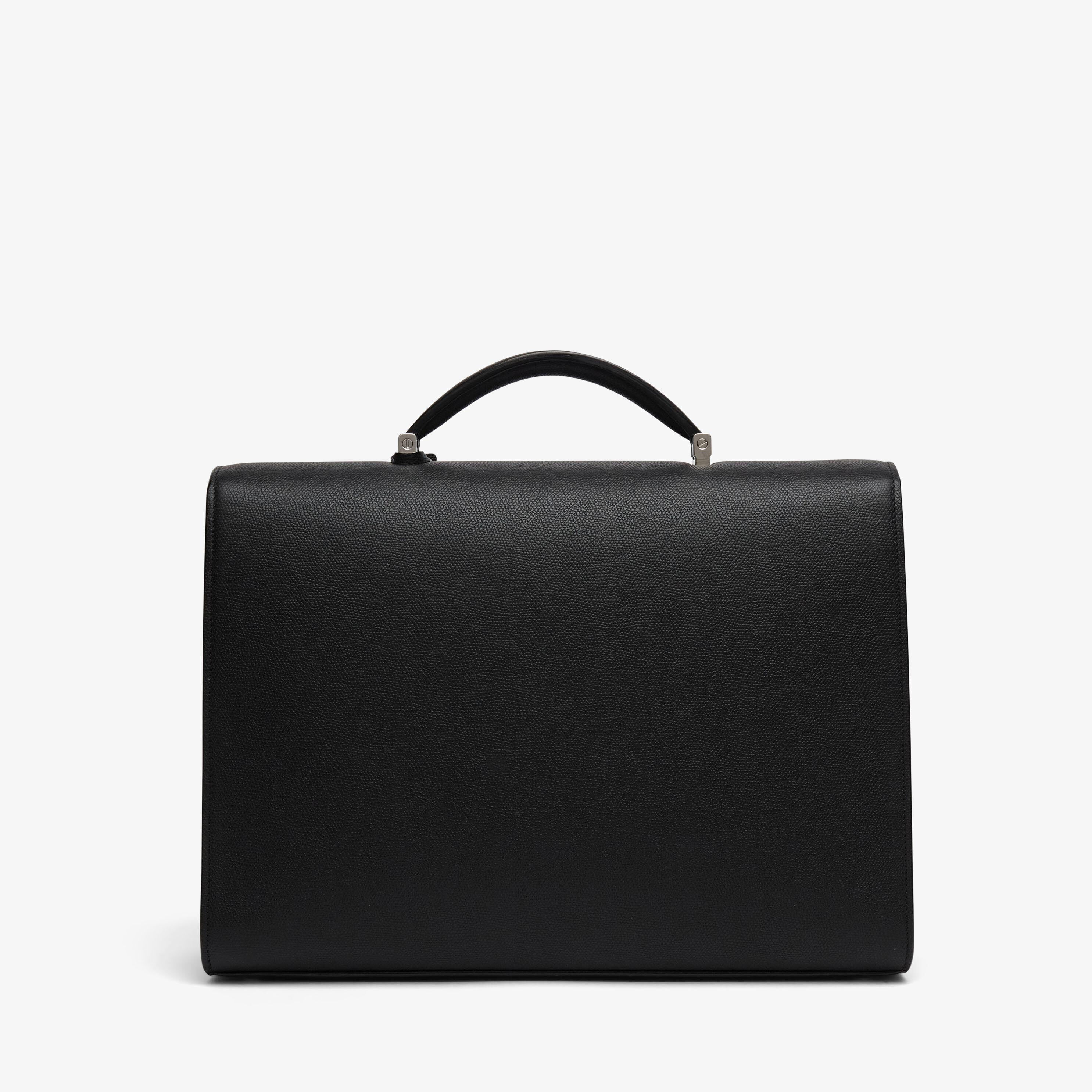 Men's Black Grained Leather Luxury briefcase | Valextra Iside