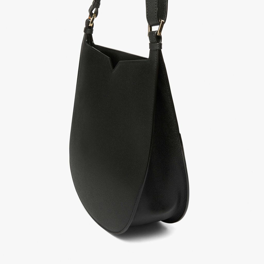 Black Leather Medium shoulder bag | Valextra Hobo