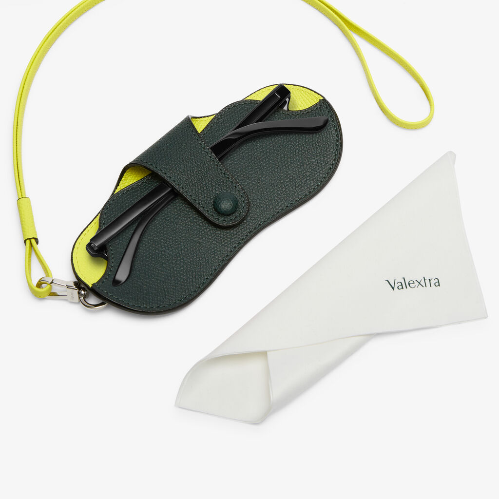 Exclusive Glasses Case with Lanyard - Valextra Green/Lime Yellow - Vitello VS - Valextra - 2