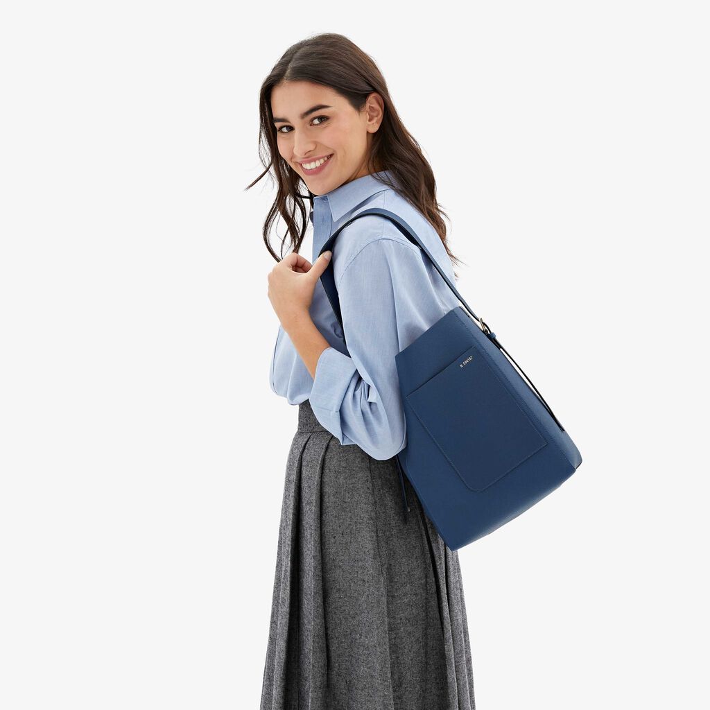 Soft Bucket Medium Bag - Sapphire Blue - Vitello VS - Valextra - 2