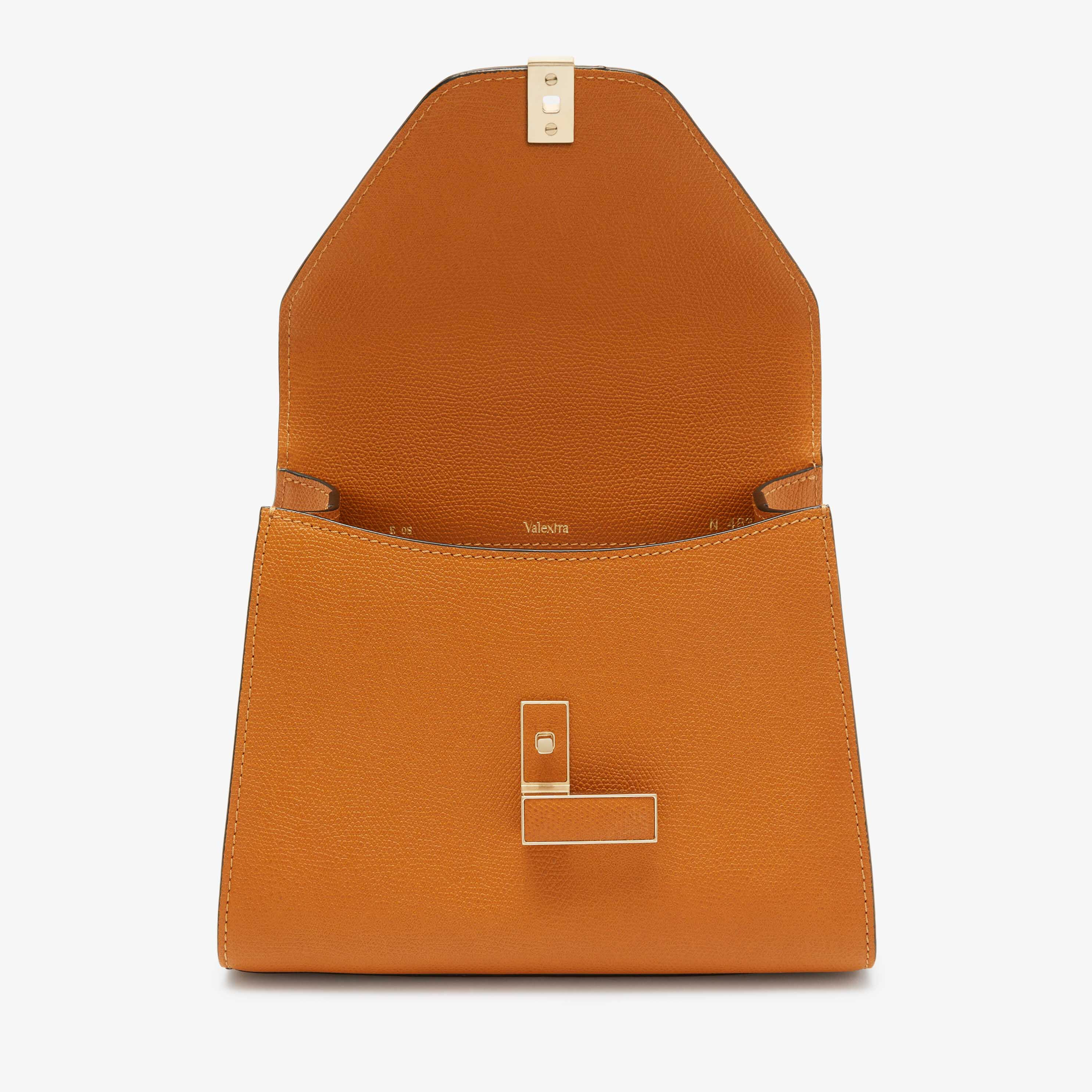 Iside: Brown Leather Mini top handle bag | Valextra