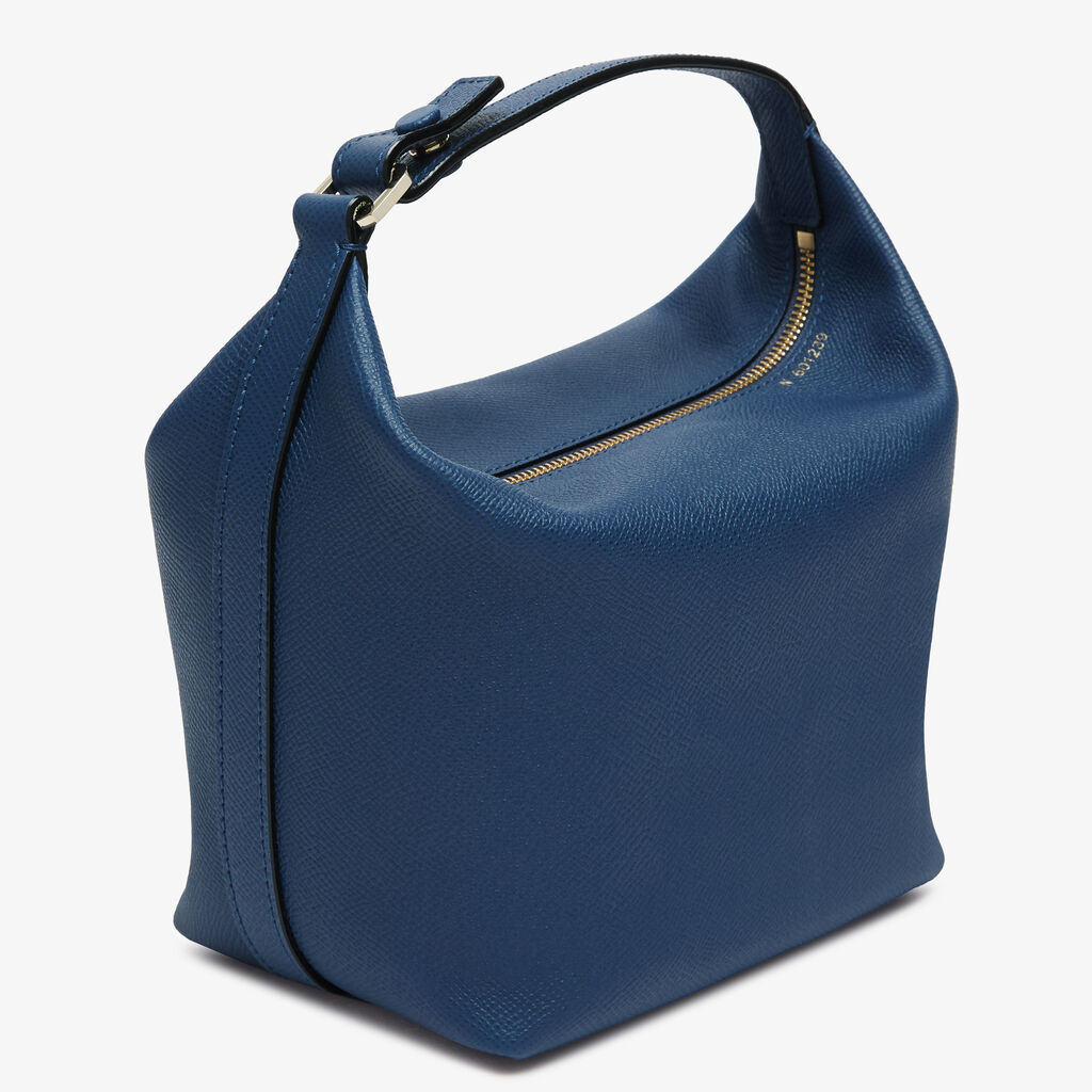 Mochi Top Handle Mini Bag - Sapphire Blue - Vitello Millepunte Soft - Valextra - 5