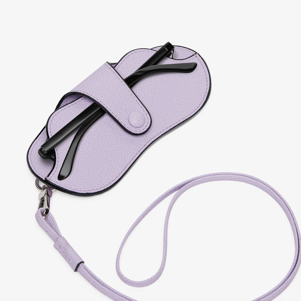 Glasses Case with Lanyard - Wisteria Pink - Vitello VS - Valextra - 2